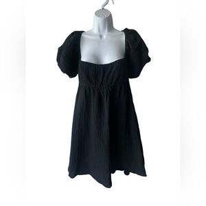 Princess Polly Black Mini Dress with Puff Sleeves